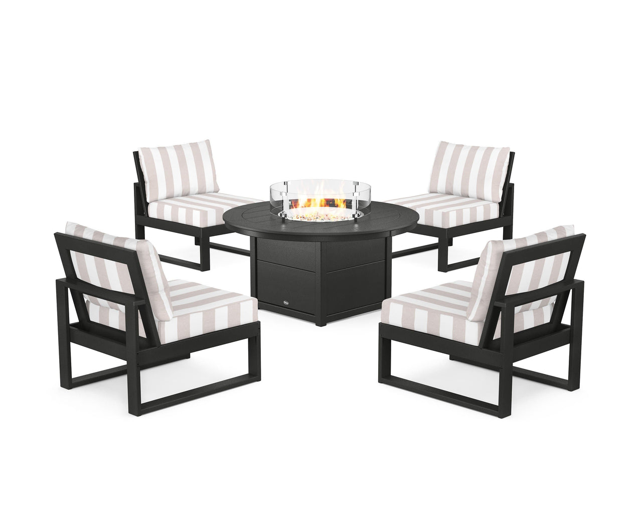 Trex Eastport Modular 5-Piece Deep Seating Set with Round Fire Pit Table