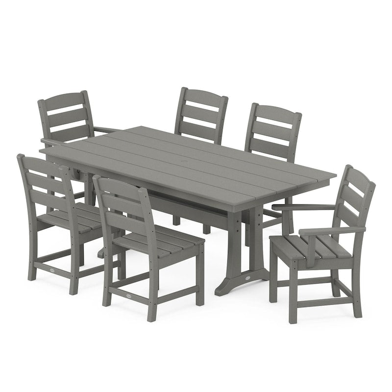 POLYWOOD Lakeside 7 Piece Farmhouse Trestle Dining Set