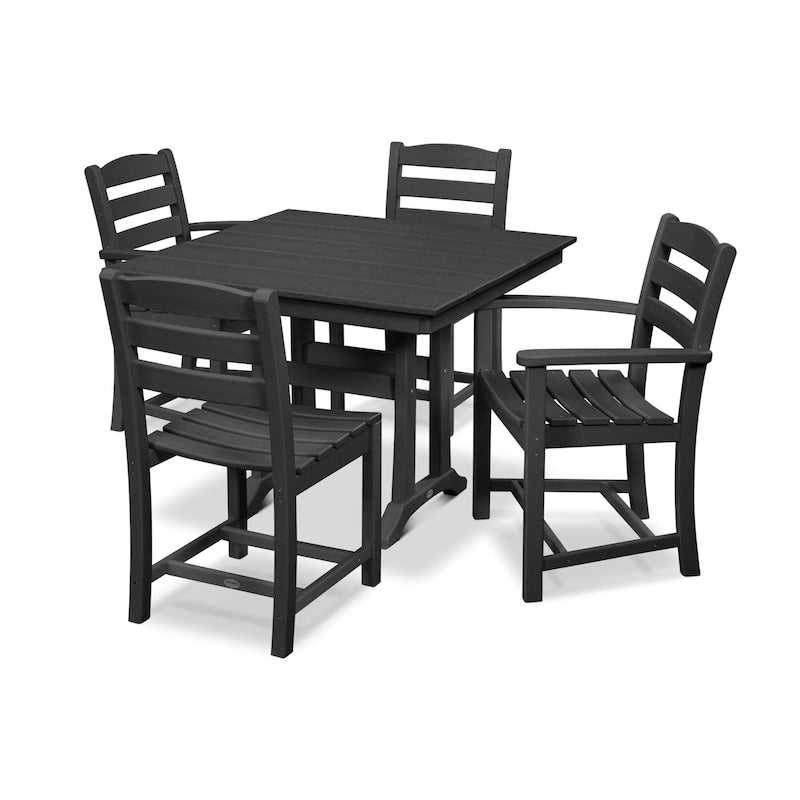 POLYWOOD La Casa Cafe 5 Piece Farmhouse Dining Set W Trestle Legs