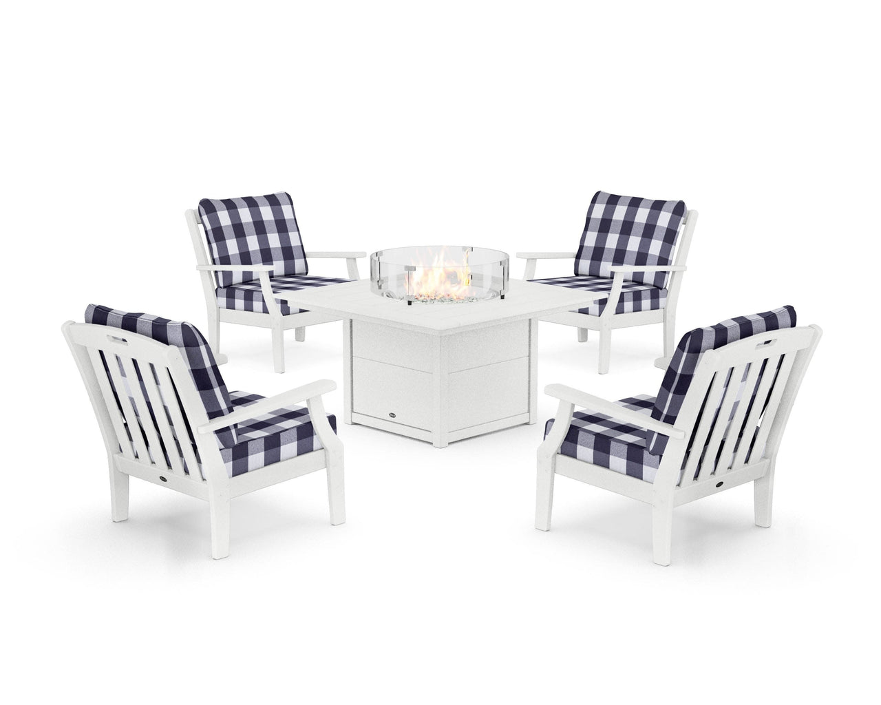 Trex Yacht Club 5-Piece Deep Seating Set with Square Fire Pit Table