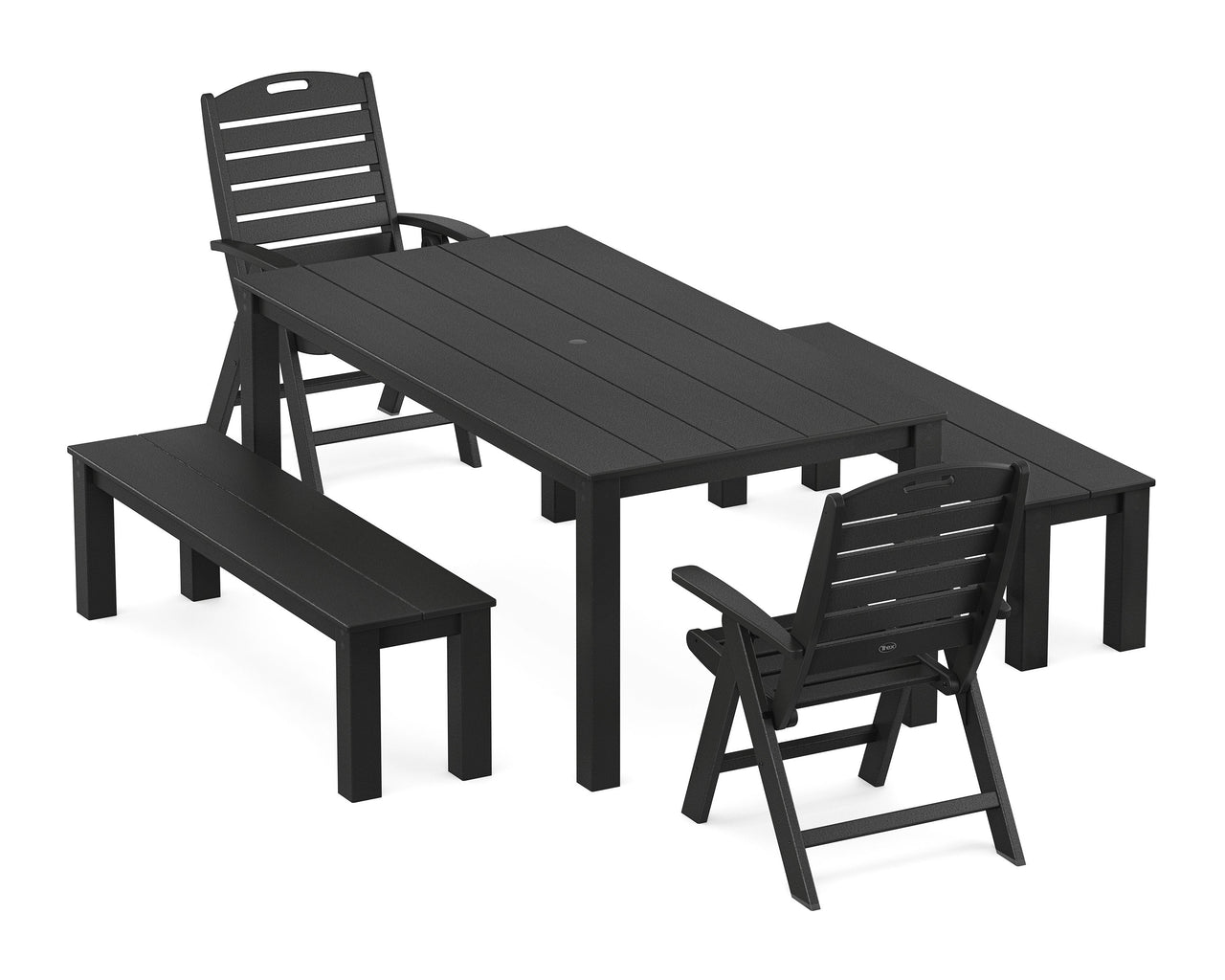 Trex Yacht Club Highback Chair 5-Piece Parsons Dining Set with Benches