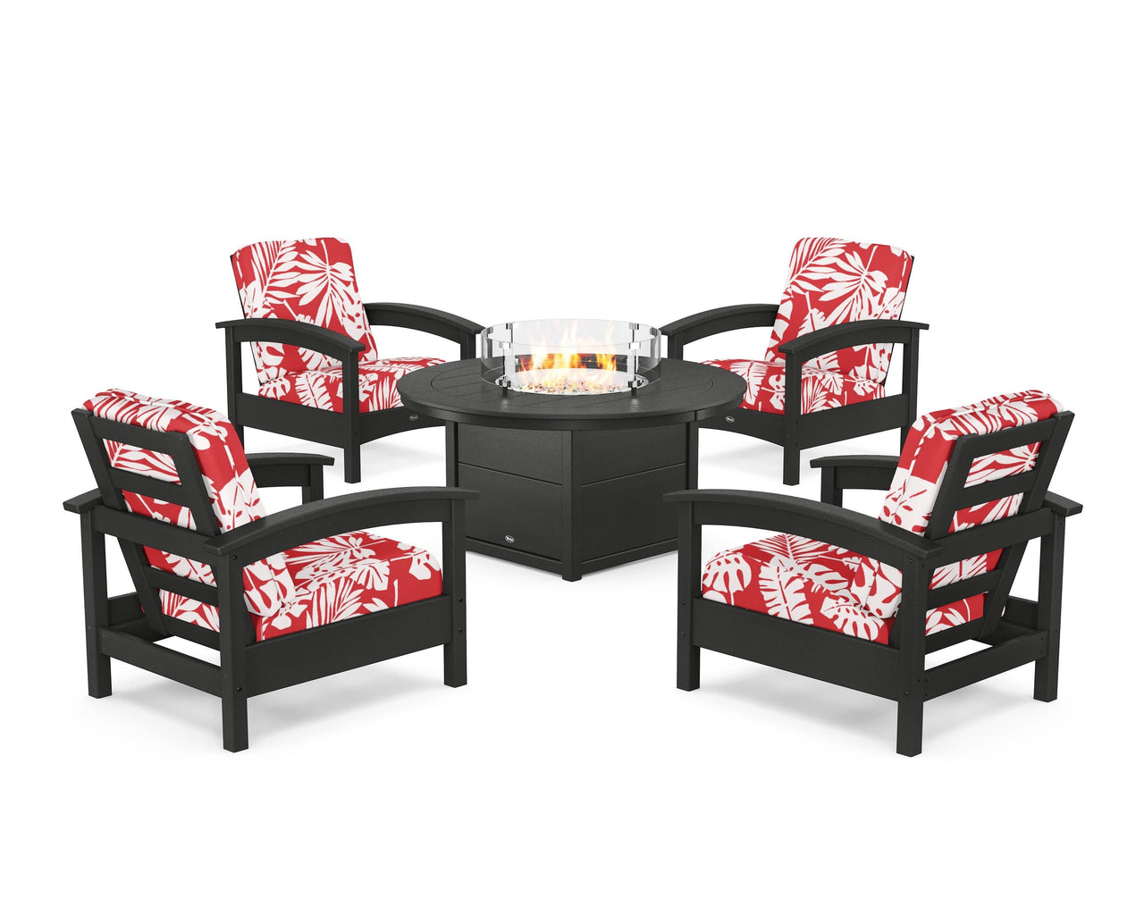Trex Rockport 5-Piece Deep Seating Set with Round Fire Pit Table