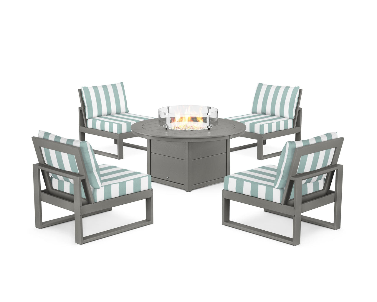 Trex Eastport Modular 5-Piece Deep Seating Set with Round Fire Pit Table