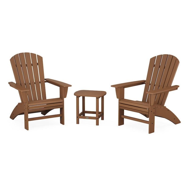 POLYWOOD Nautical 3 Piece Curveback Adirondack Set
