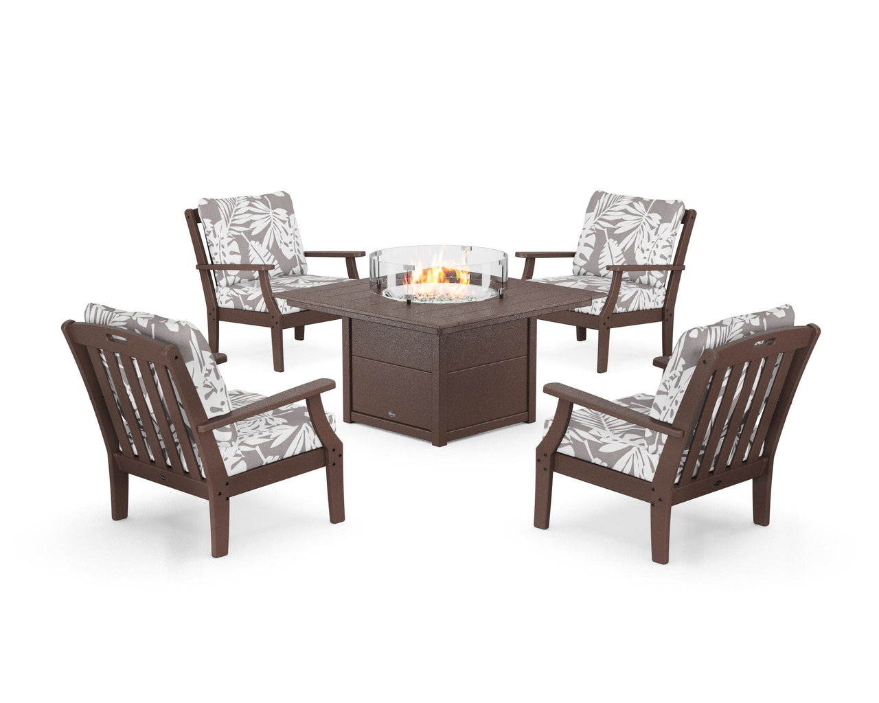 Trex Yacht Club 5-Piece Deep Seating Set with Square Fire Pit Table