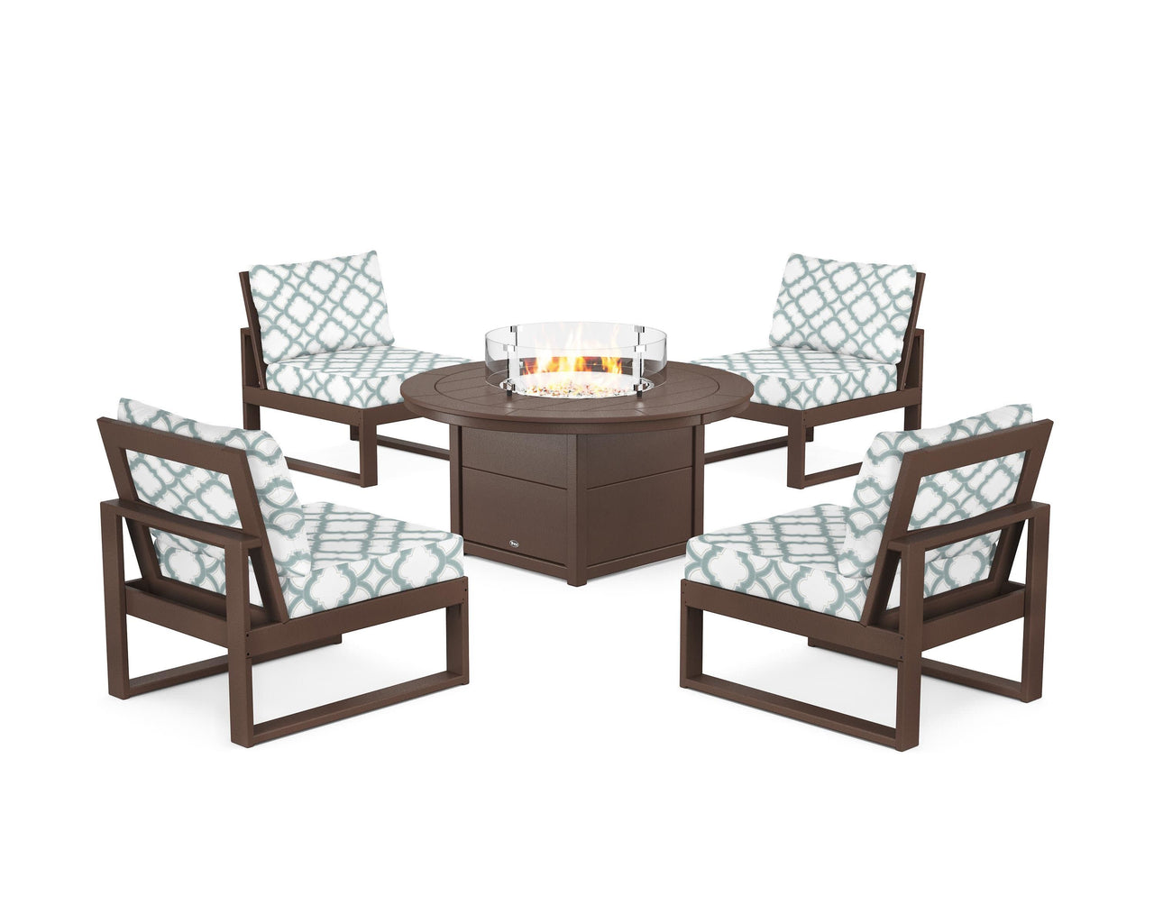 Trex Eastport Modular 5-Piece Deep Seating Set with Round Fire Pit Table