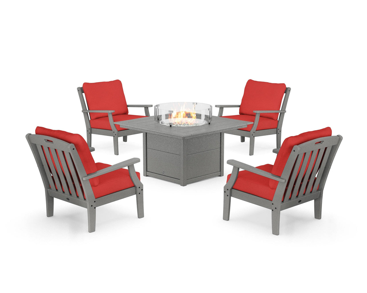 Trex Yacht Club 5-Piece Deep Seating Set with Square Fire Pit Table