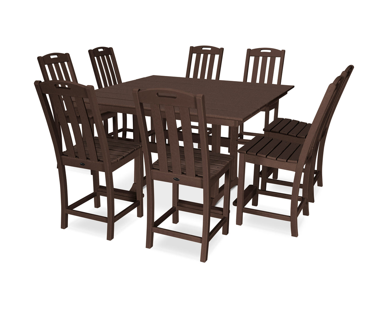 Trex Yacht Club 9-Piece Farmhouse Trestle Side Chair Counter Set
