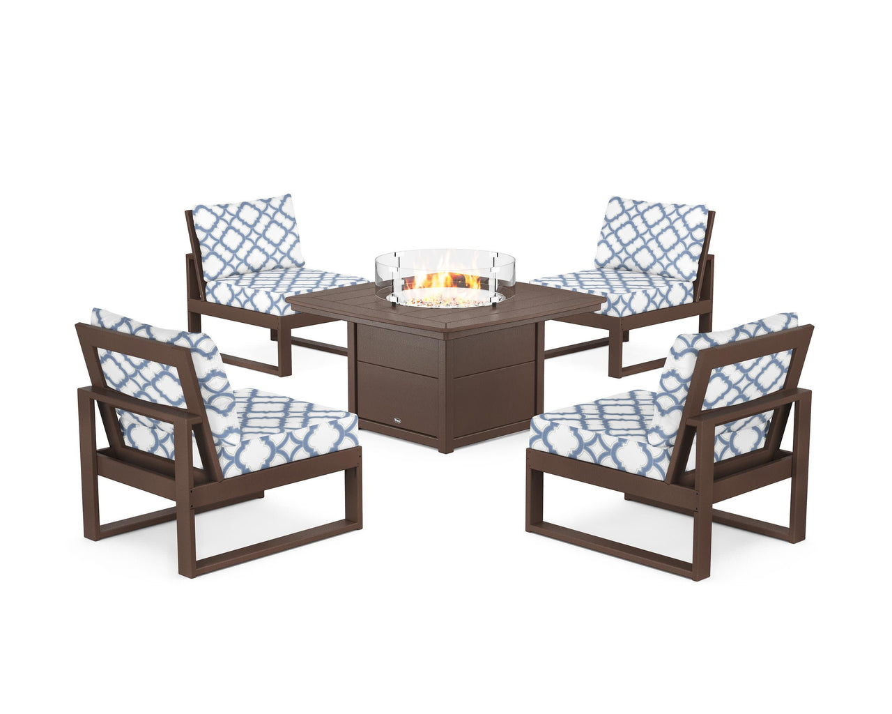Trex Eastport Modular 5-Piece Deep Seating Set with Yacht Club Fire Pit Table