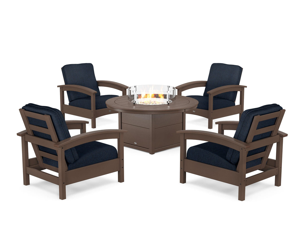 Trex Rockport 5-Piece Deep Seating Set with Round Fire Pit Table