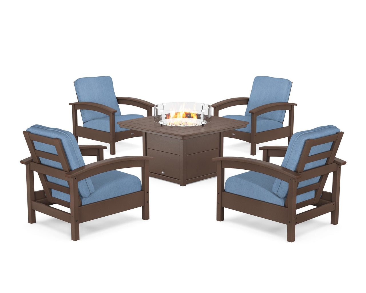 Trex Rockport 5-Piece Deep Seating Set with Yacht Club Fire Pit Table
