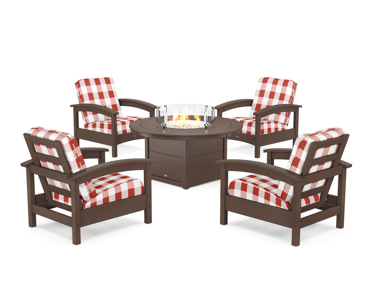 Trex Rockport 5-Piece Deep Seating Set with Round Fire Pit Table