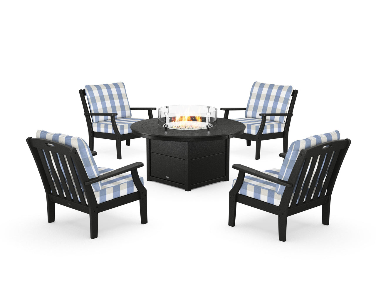 Trex Yacht Club 5-Piece Deep Seating Set with Round Fire Pit Table