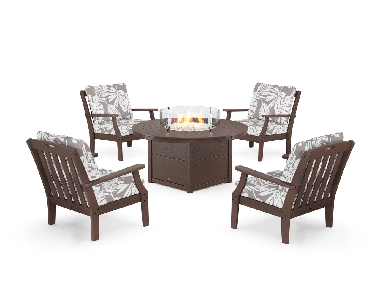 Trex Yacht Club 5-Piece Deep Seating Set with Round Fire Pit Table
