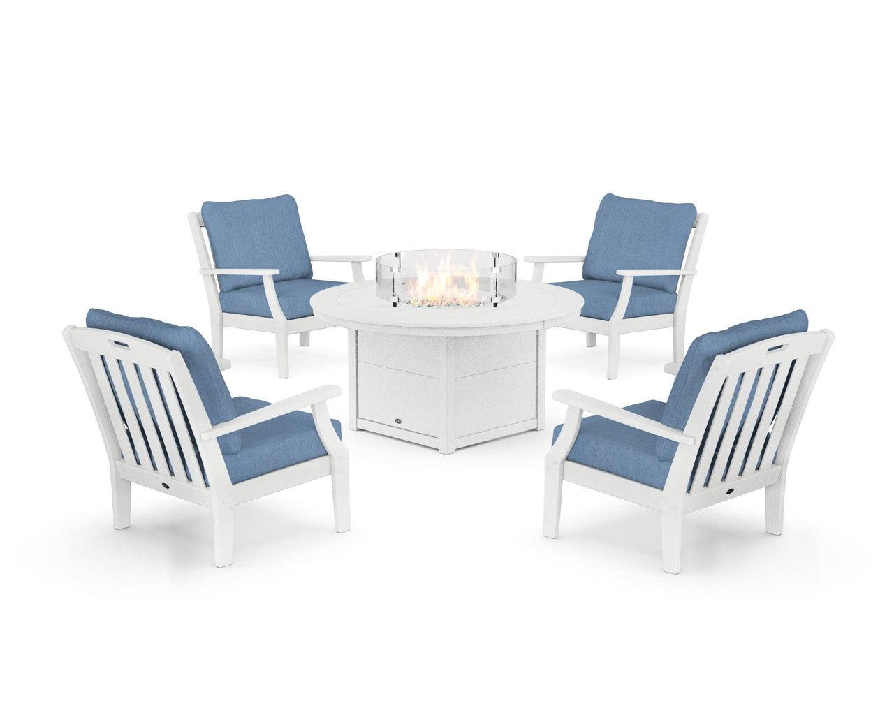 Trex Yacht Club 5-Piece Deep Seating Set with Round Fire Pit Table
