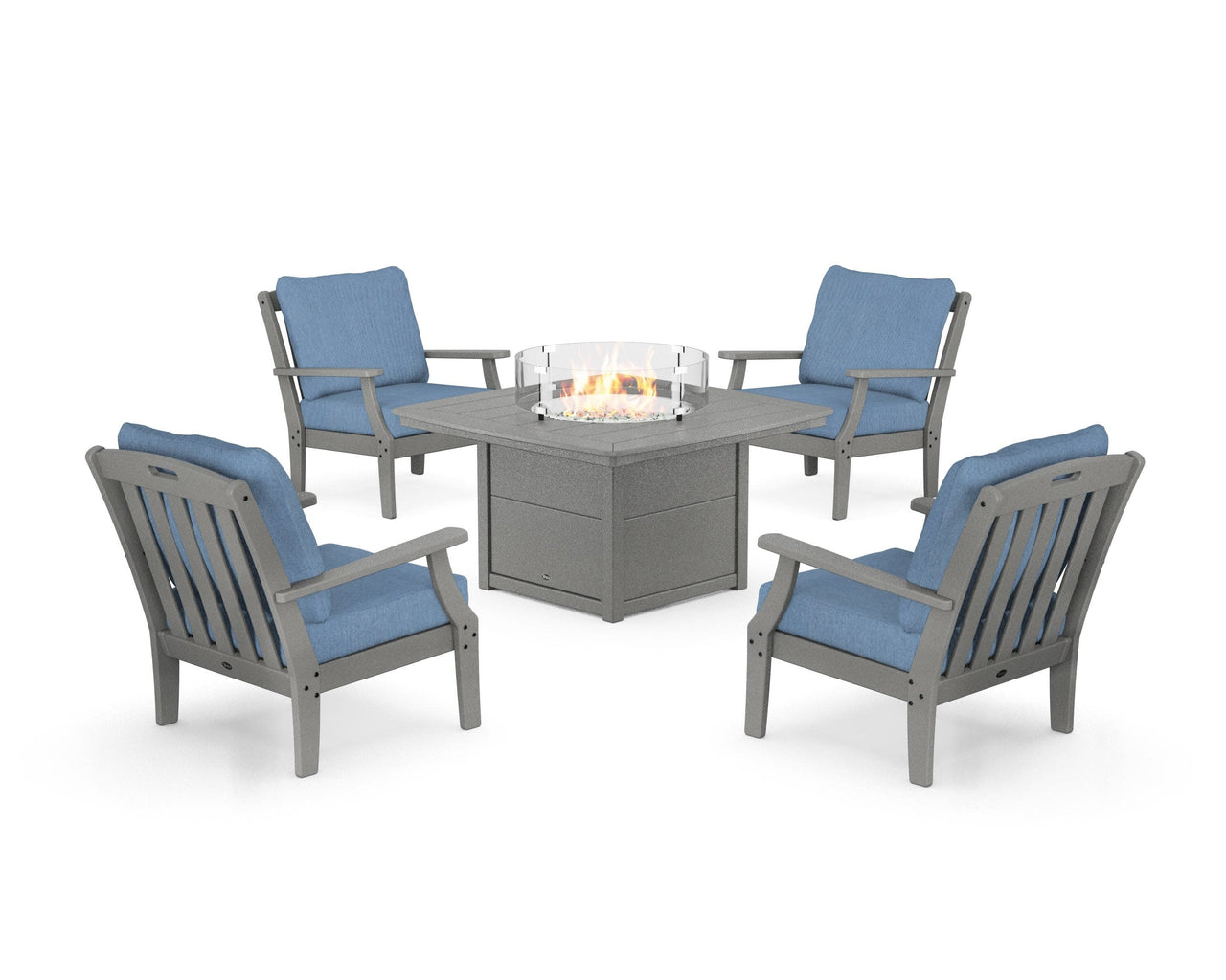 Trex Yacht Club 5-Piece Deep Seating Set with Fire Pit Table