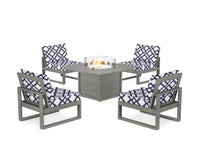 Thumbnail for Trex Eastport Modular 5-Piece Deep Seating Set with Square Fire Pit Table