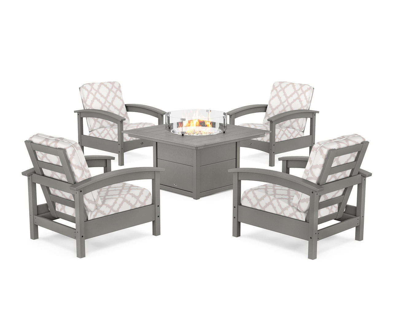 Trex Rockport 5-Piece Deep Seating Set with Square Fire Pit Table
