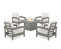 Thumbnail for Trex Rockport 5-Piece Deep Seating Set with Square Fire Pit Table