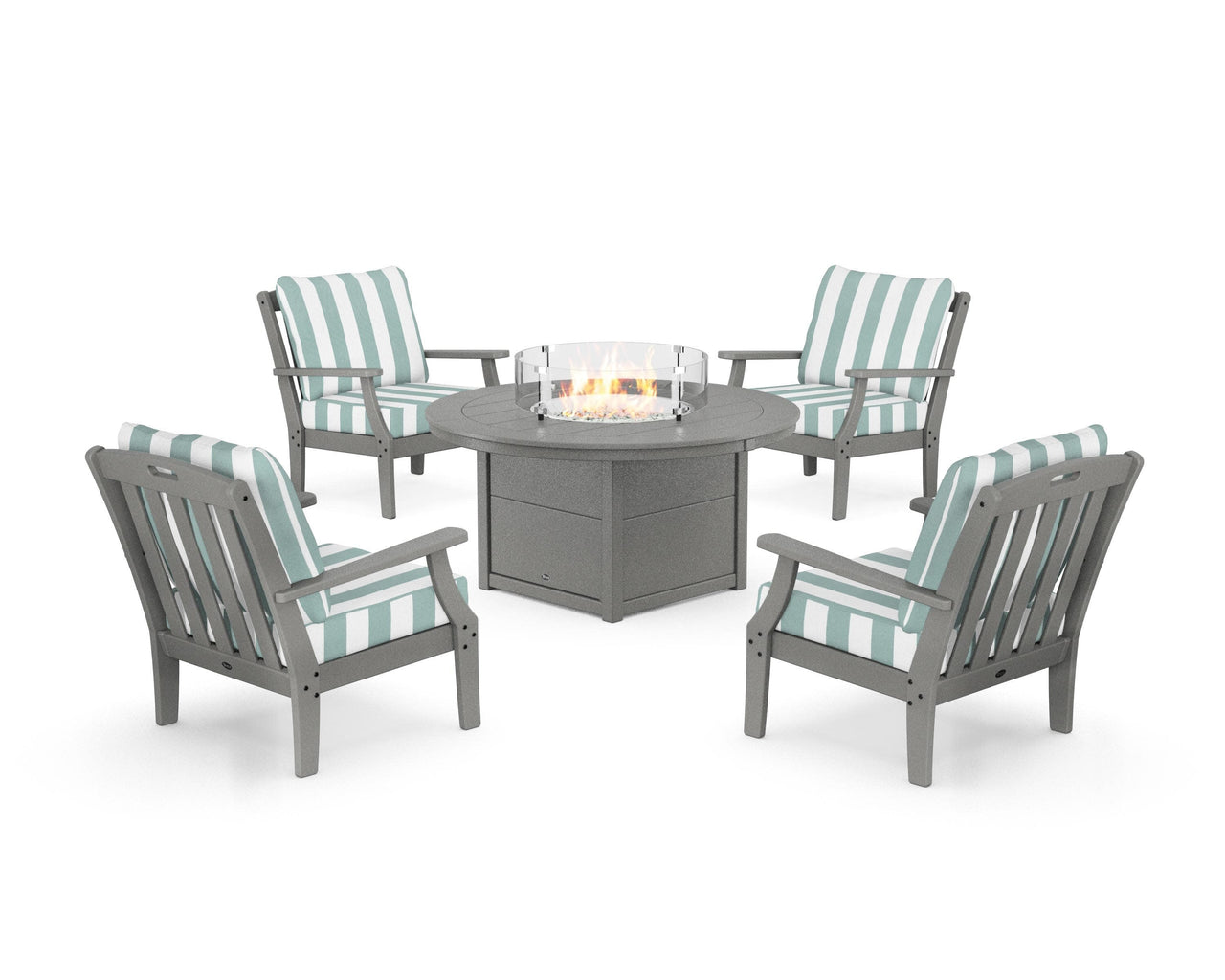 Trex Yacht Club 5-Piece Deep Seating Set with Round Fire Pit Table