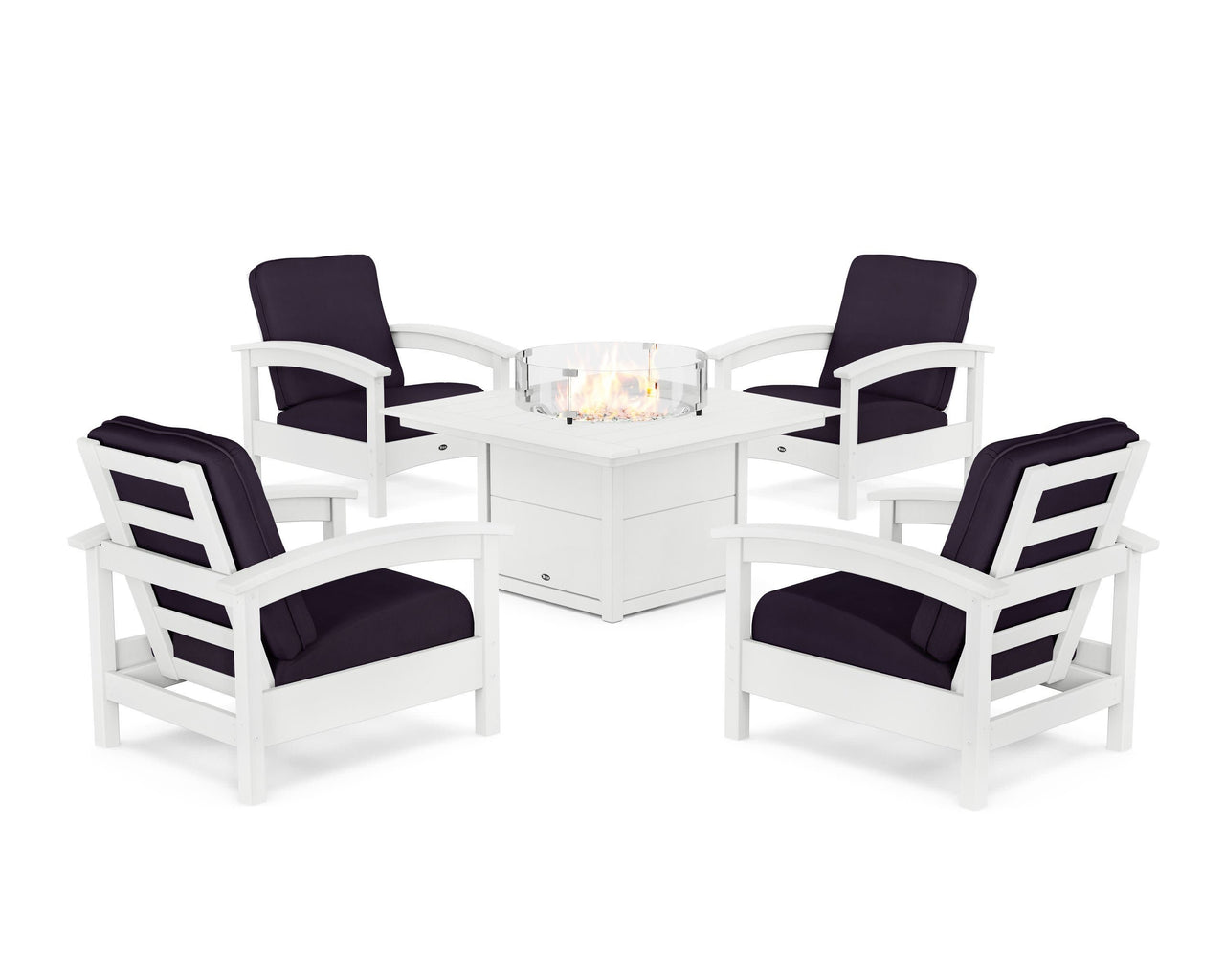 Trex Rockport 5-Piece Deep Seating Set with Square Fire Pit Table