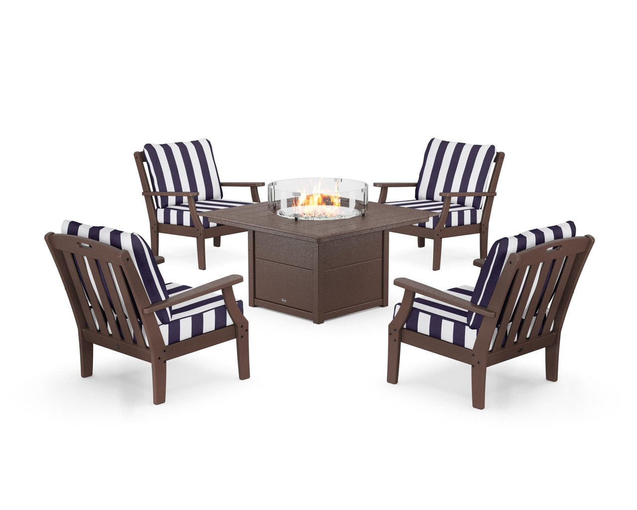 Trex Yacht Club 5-Piece Deep Seating Set with Square Fire Pit Table
