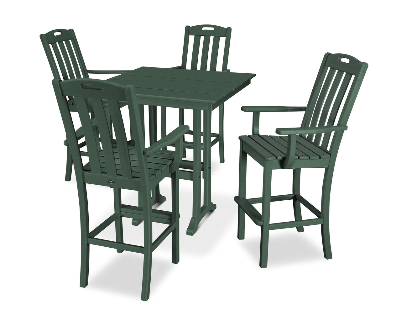 Trex Yacht Club 5-Piece Farmhouse Trestle Arm Chair Bar Set