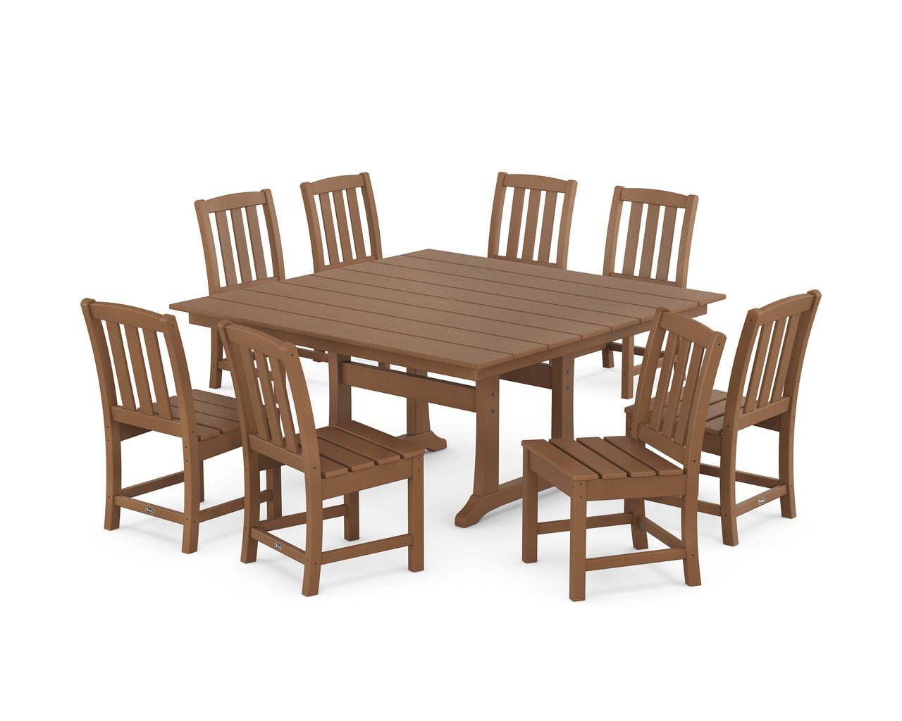 Trex Cape Cod Side Chair 9-Piece Square Farmhouse Dining Set with Trestle Legs