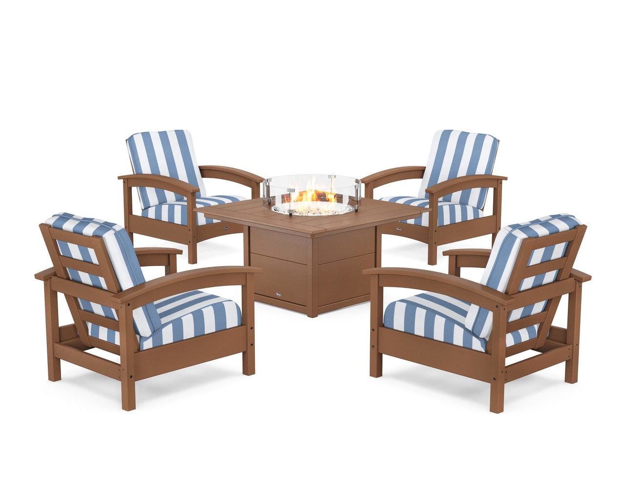 Trex Rockport 5-Piece Deep Seating Set with Square Fire Pit Table