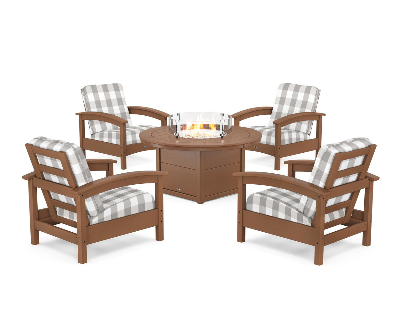 Trex Rockport 5-Piece Deep Seating Set with Round Fire Pit Table