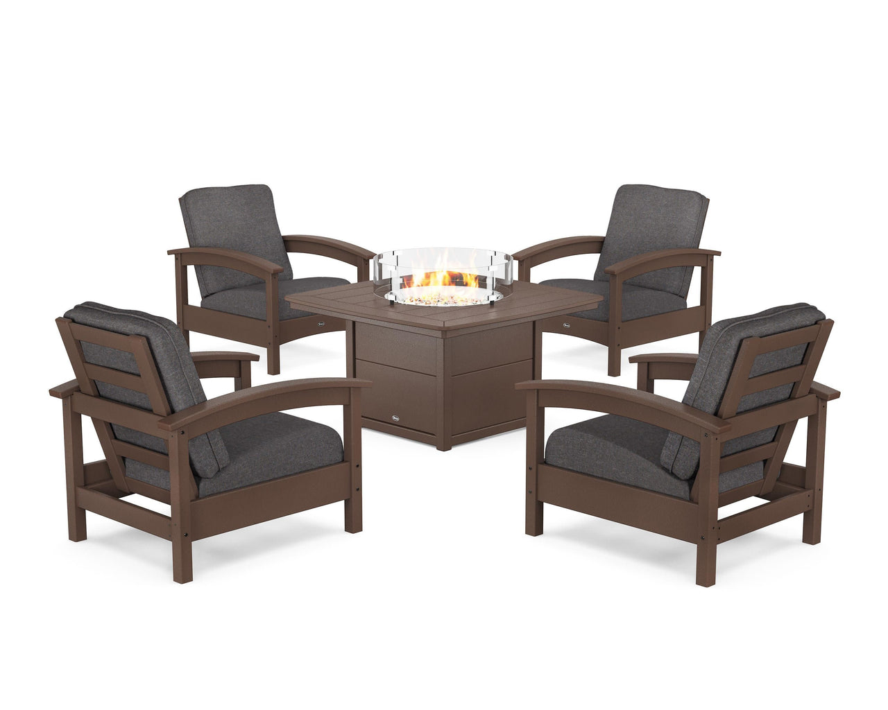 Trex Rockport 5-Piece Deep Seating Set with Yacht Club Fire Pit Table