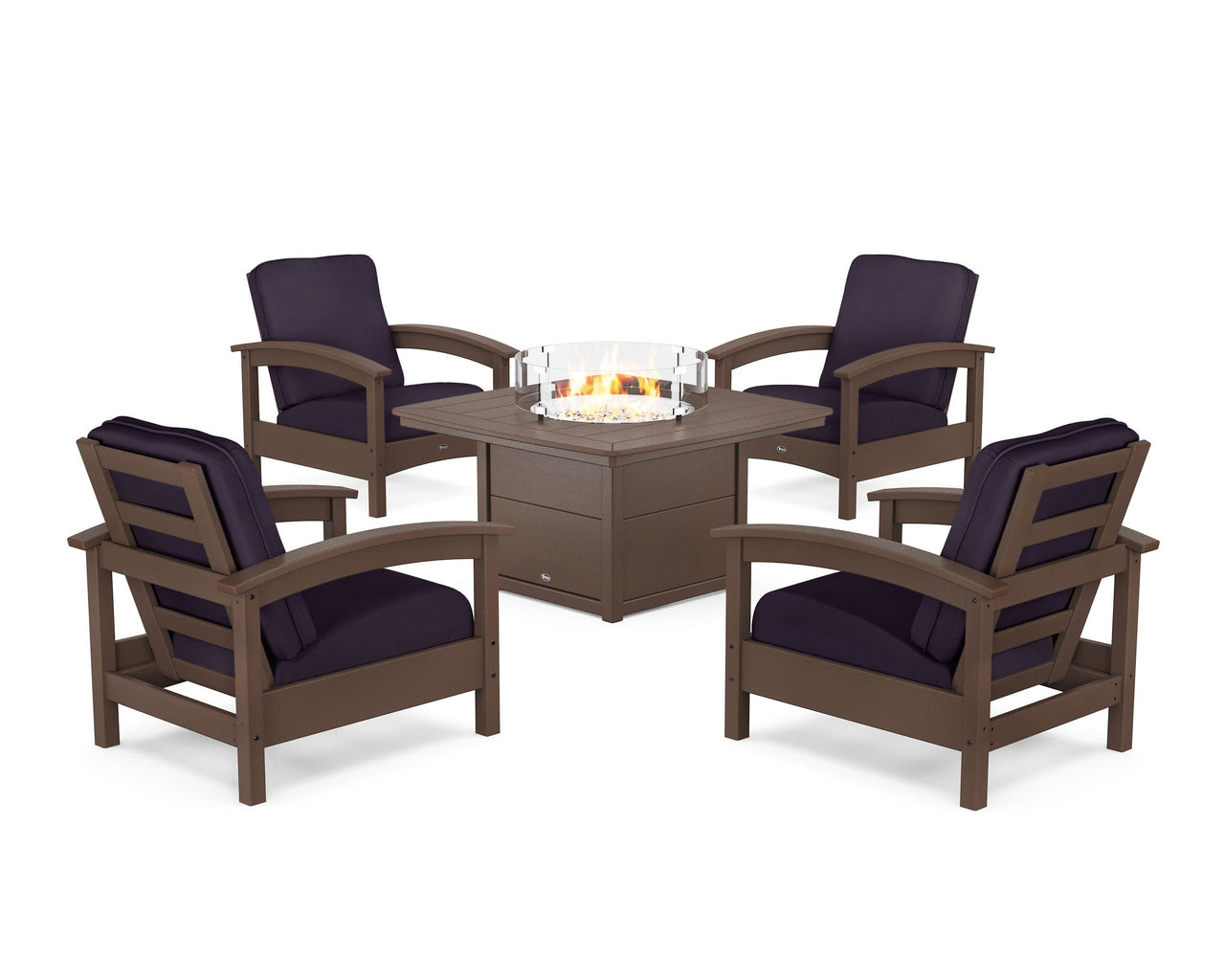 Trex Rockport 5-Piece Deep Seating Set with Yacht Club Fire Pit Table