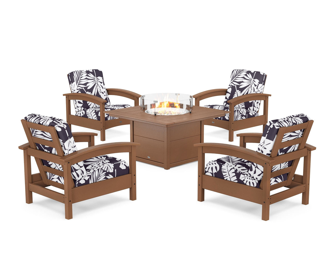 Trex Rockport 5-Piece Deep Seating Set with Square Fire Pit Table