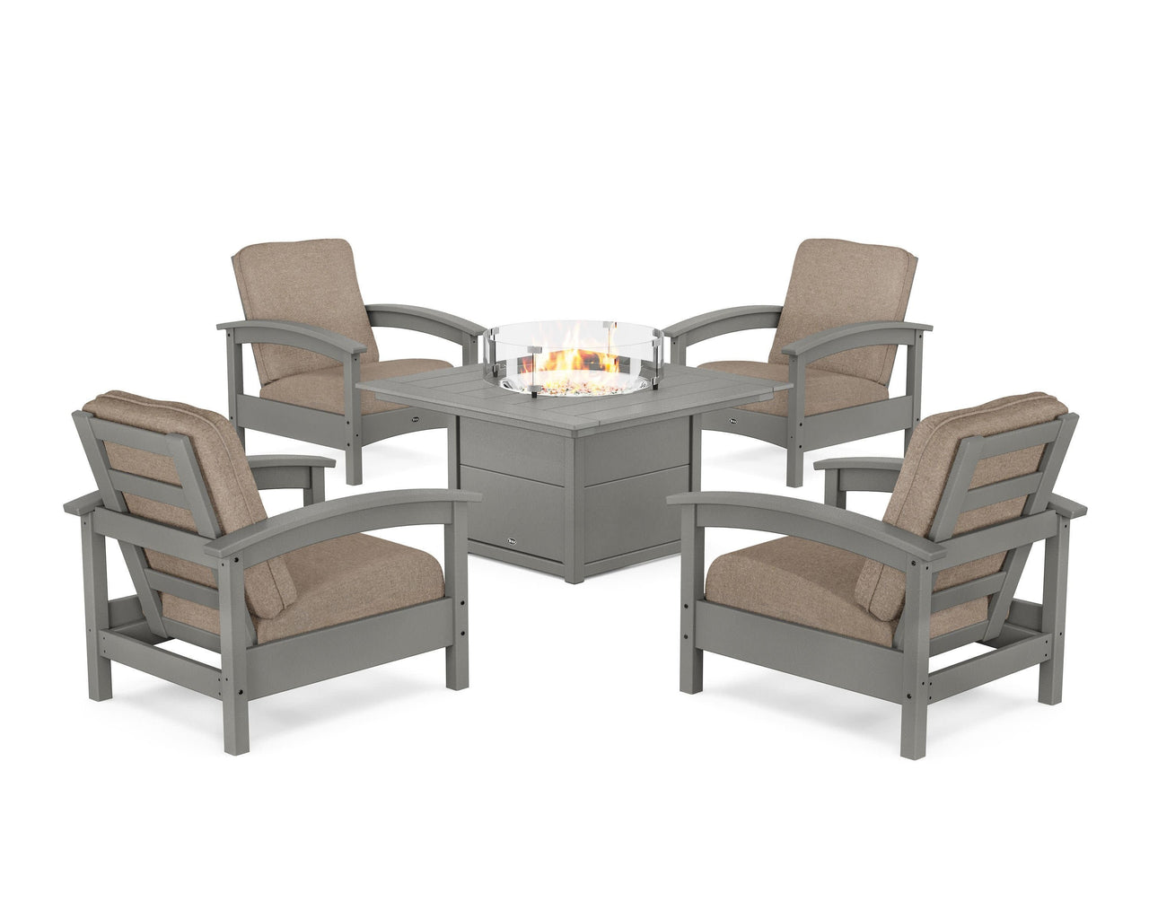 Trex Rockport 5-Piece Deep Seating Set with Square Fire Pit Table