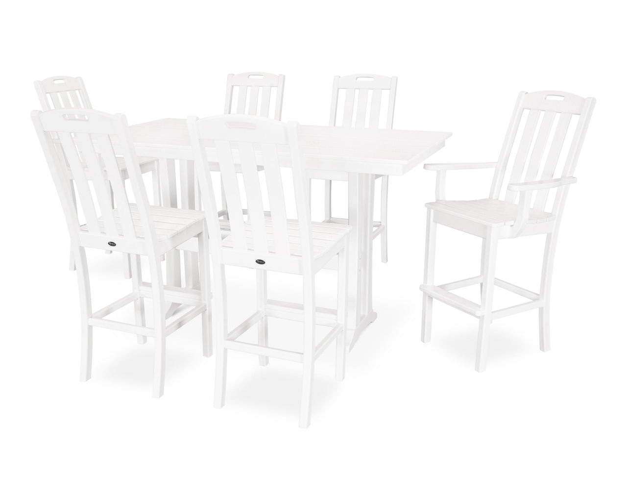 Trex Yacht Club 7-Piece Farmhouse Trestle Bar Set