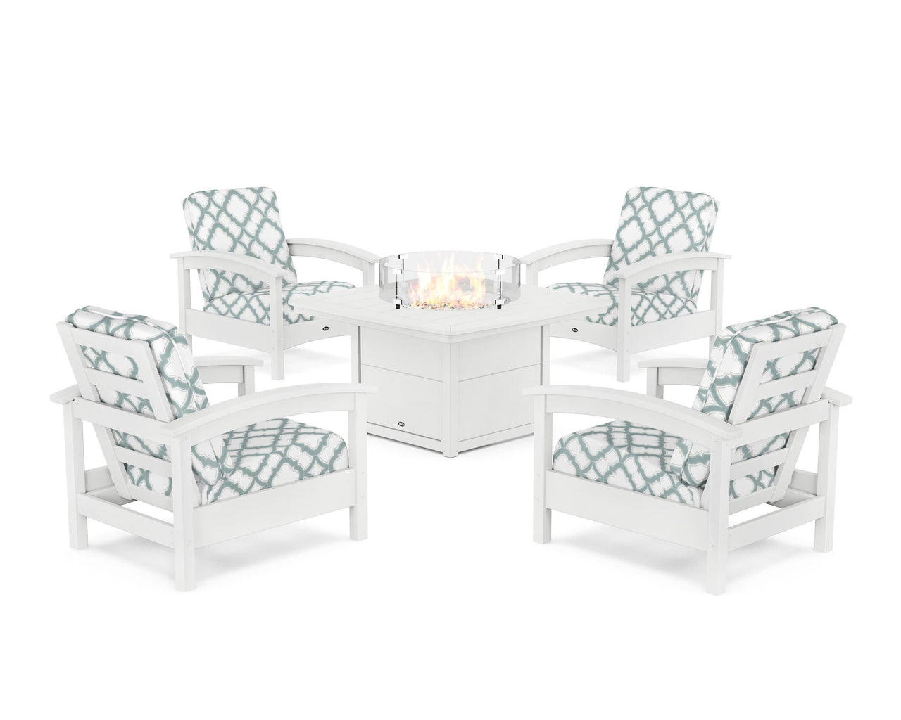 Trex Rockport 5-Piece Deep Seating Set with Yacht Club Fire Pit Table