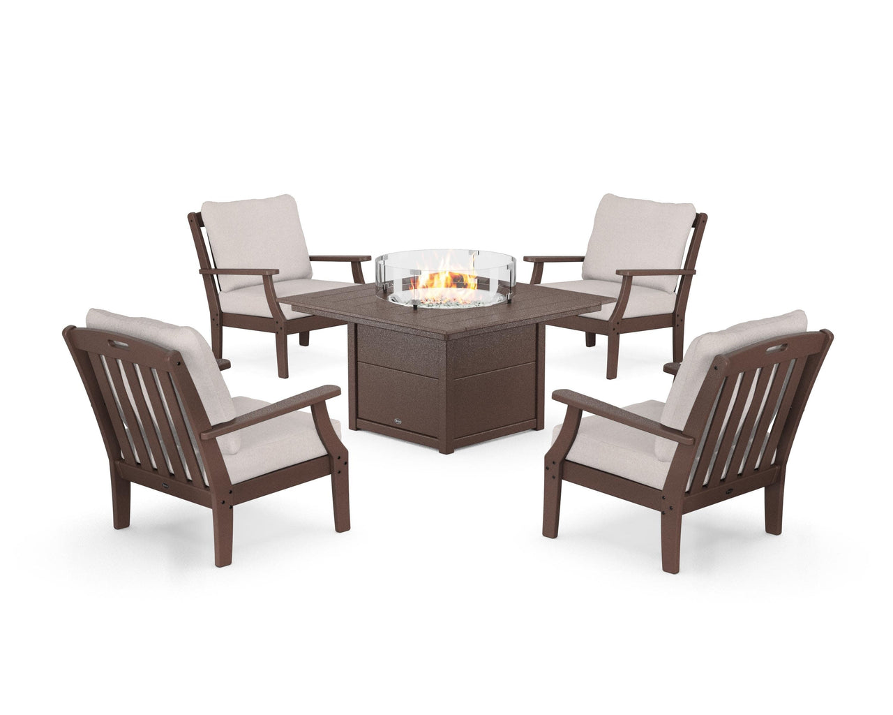 Trex Yacht Club 5-Piece Deep Seating Set with Square Fire Pit Table