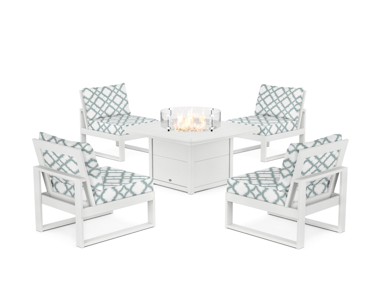 Trex Eastport Modular 5-Piece Deep Seating Set with Yacht Club Fire Pit Table