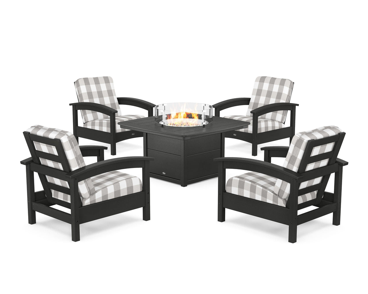 Trex Rockport 5-Piece Deep Seating Set with Yacht Club Fire Pit Table
