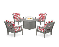 Thumbnail for Trex Yacht Club 5-Piece Deep Seating Set with Fire Pit Table