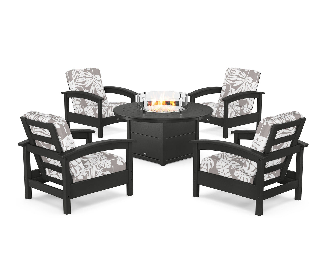 Trex Rockport 5-Piece Deep Seating Set with Round Fire Pit Table