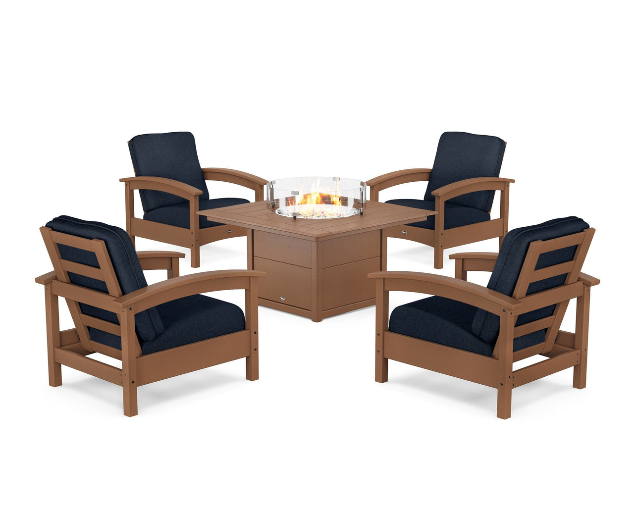 Trex Rockport 5-Piece Deep Seating Set with Square Fire Pit Table