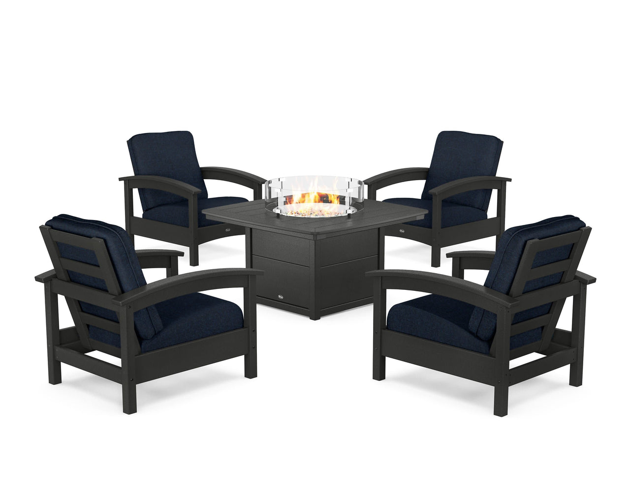 Trex Rockport 5-Piece Deep Seating Set with Yacht Club Fire Pit Table
