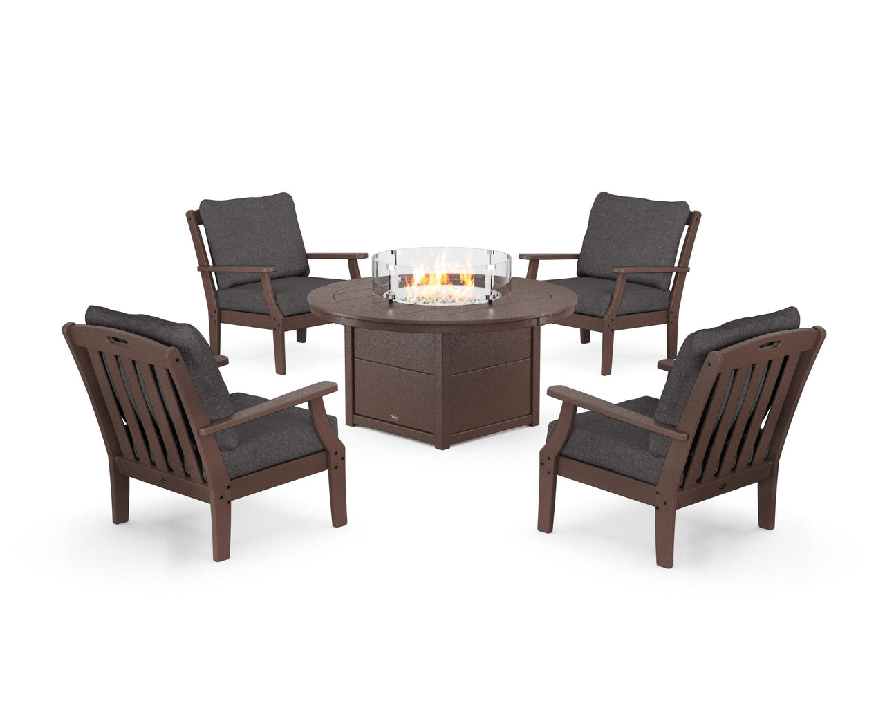 Trex Yacht Club 5-Piece Deep Seating Set with Round Fire Pit Table