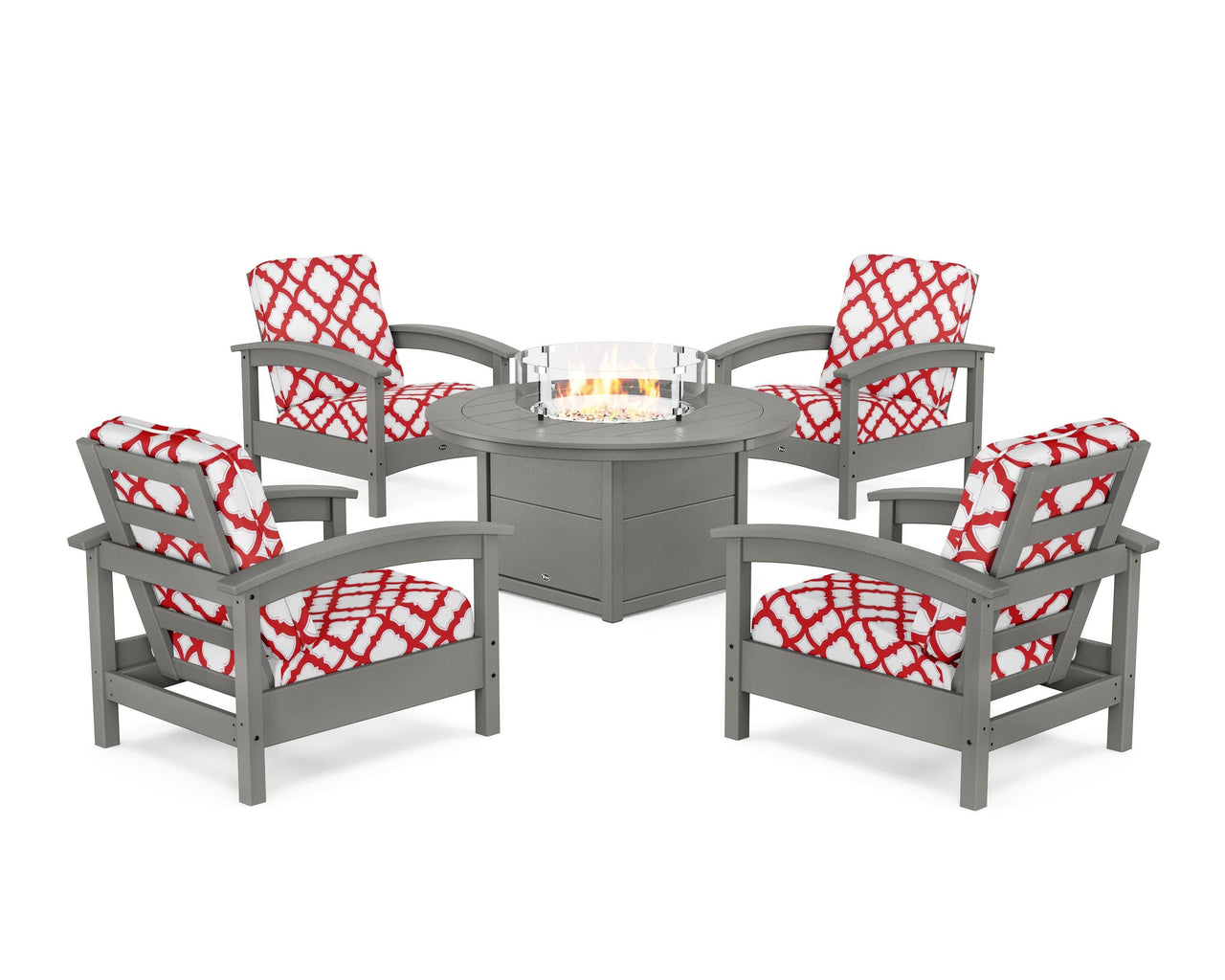 Trex Rockport 5-Piece Deep Seating Set with Round Fire Pit Table