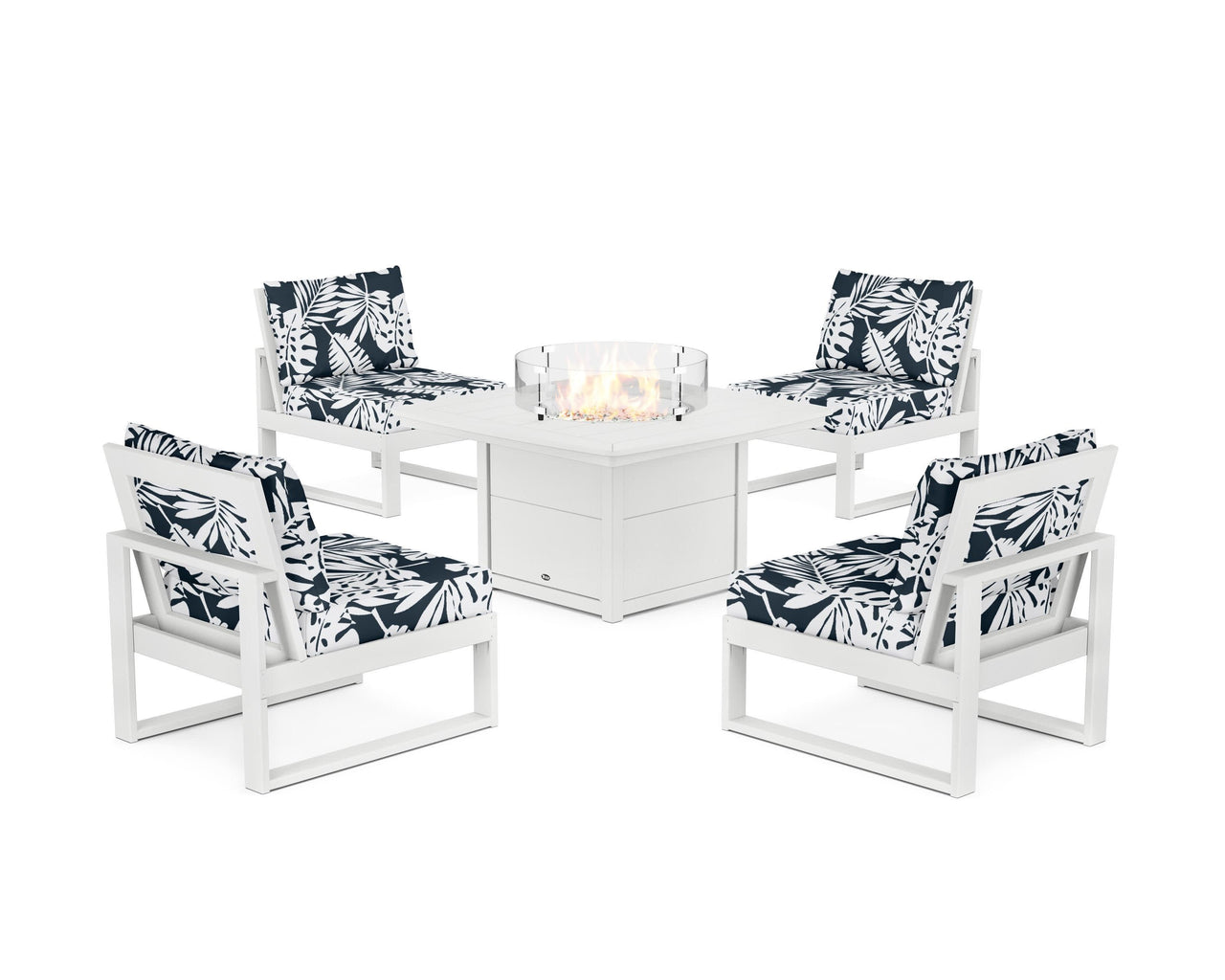 Trex Eastport Modular 5-Piece Deep Seating Set with Yacht Club Fire Pit Table