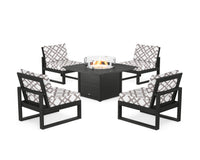 Thumbnail for Trex Eastport Modular 5-Piece Deep Seating Set with Square Fire Pit Table