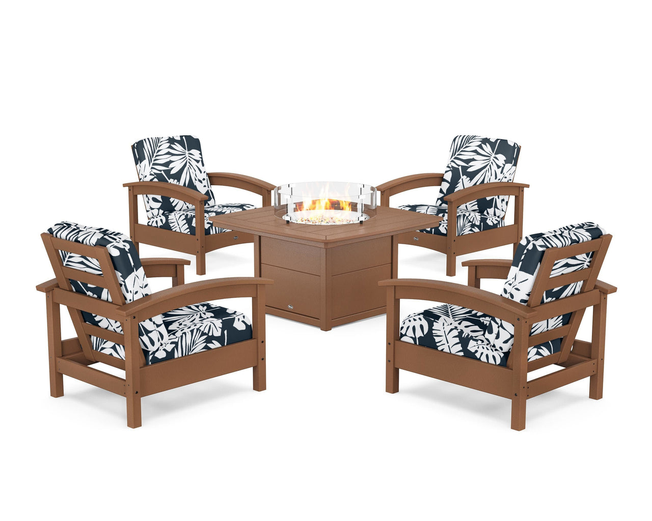 Trex Rockport 5-Piece Deep Seating Set with Yacht Club Fire Pit Table