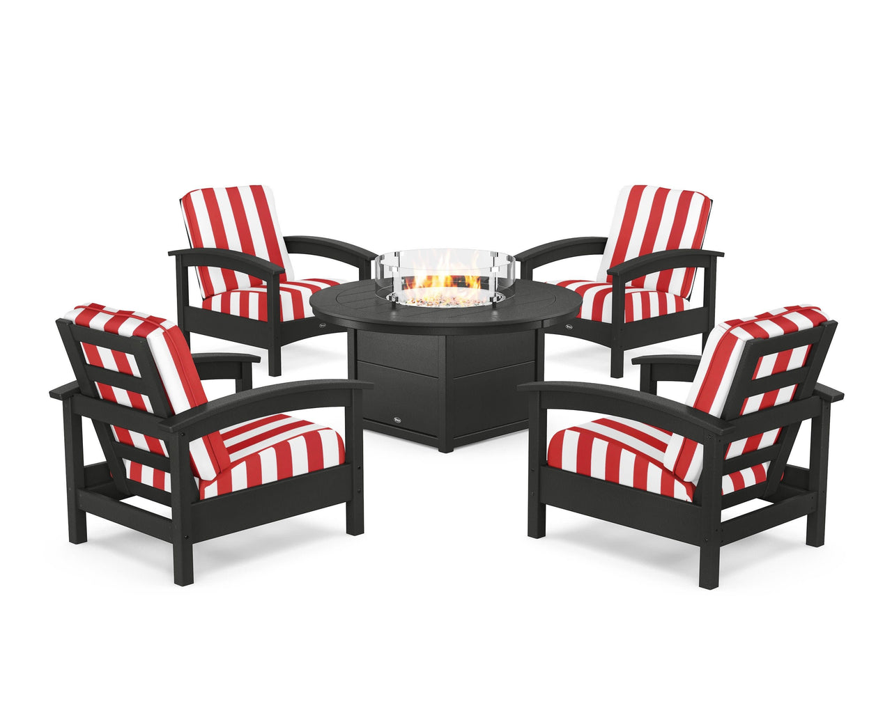 Trex Rockport 5-Piece Deep Seating Set with Round Fire Pit Table