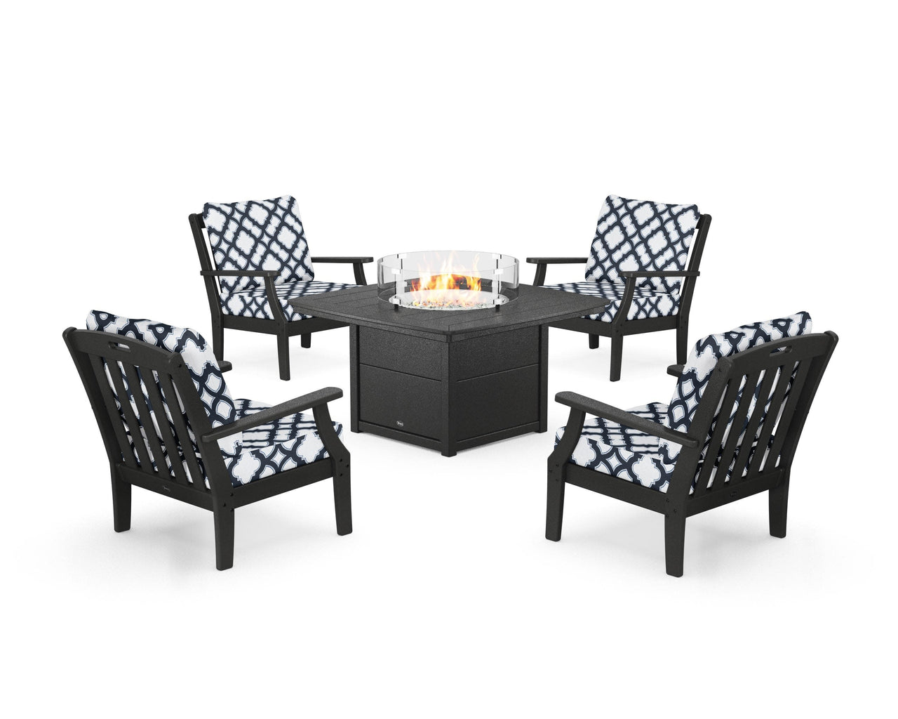 Trex Yacht Club 5-Piece Deep Seating Set with Fire Pit Table